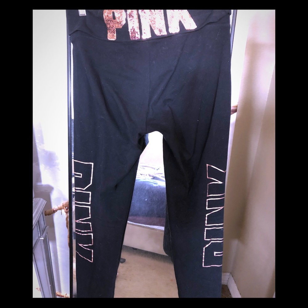 Fold over leggings with bling and metallic logo